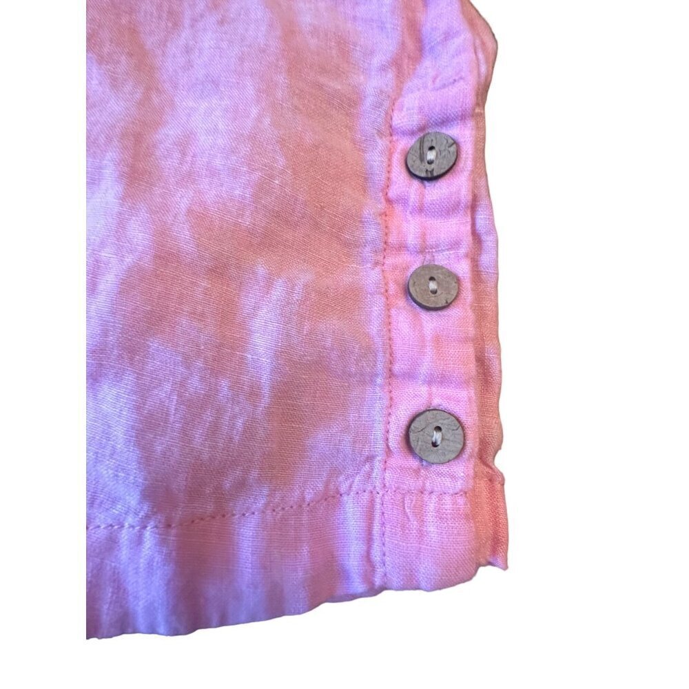 Cynthia‎ Rowley Pink 100% Linen T Shirt Button Detail Size Large - Picture 2 of 5